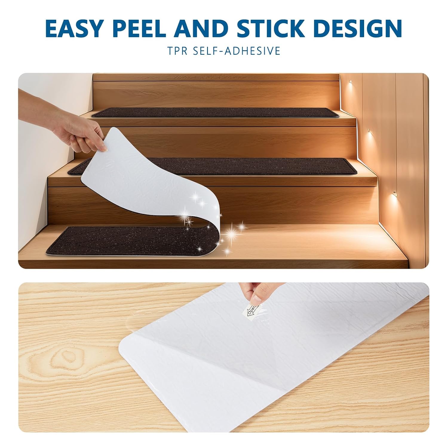 Stair Treads for Wooden Steps Indoor, KOOTETA 15 Pack 9" X 30" Non Slip