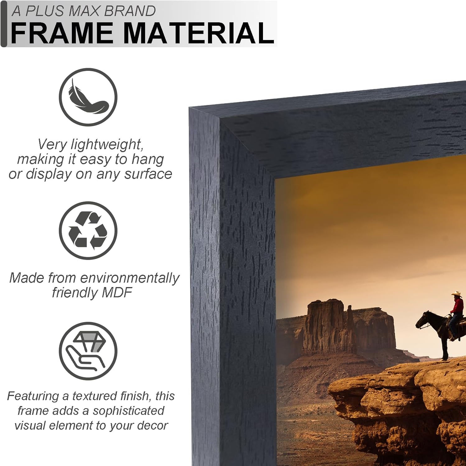 A PLUS MAX 17x24 Picture Frame Black Light Weight Wall Mount
