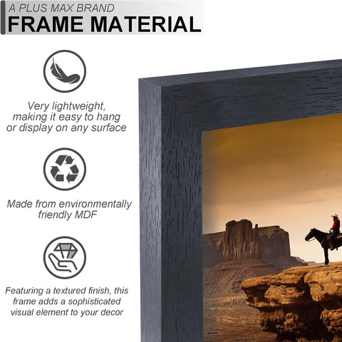 A PLUS MAX 17x24 Picture Frame Black Light Weight Wall Mount