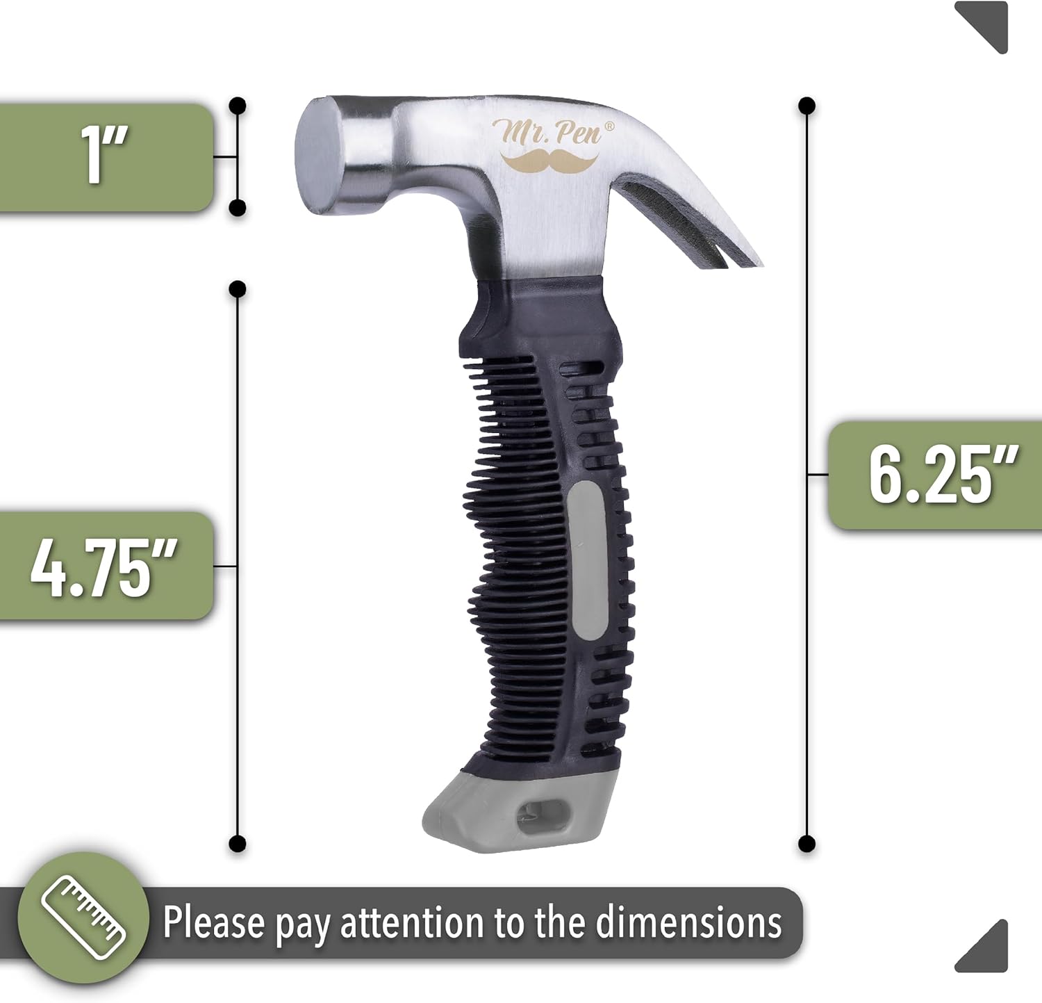 Mr. Pen- Claw Hammer, 8oz, Gray, Magnetic