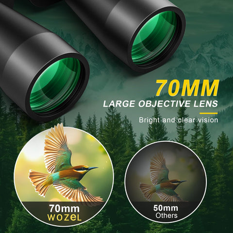 20x70 Binoculars for Adults High Powered - WOZEL HD Bird Binoculars with Clear Low Light Vision - Powerful Binoculars for Bird Watching Hunting Travel Outdoor Hiking