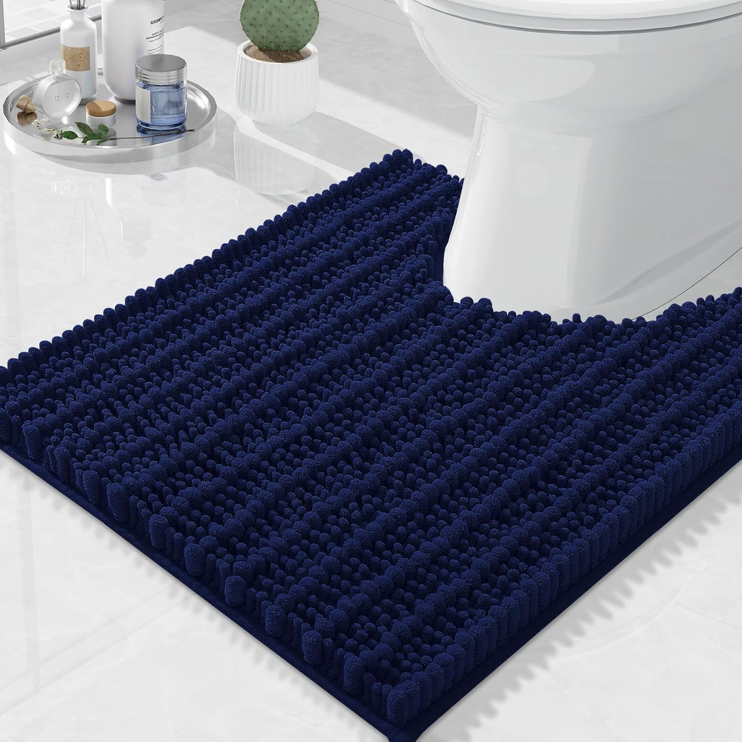 Arotive Toilet Rugs U-Shaped 20x20, Soft Absorbent Chenille Shaggy Bath Mat