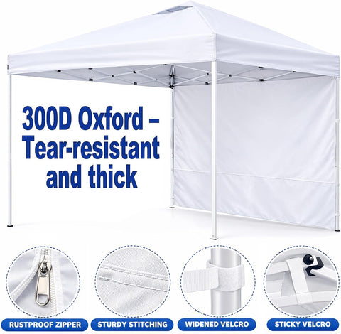 10 x 10 Canopy Sidewalls, 3 Pack Pop Up Canopy Walls, White