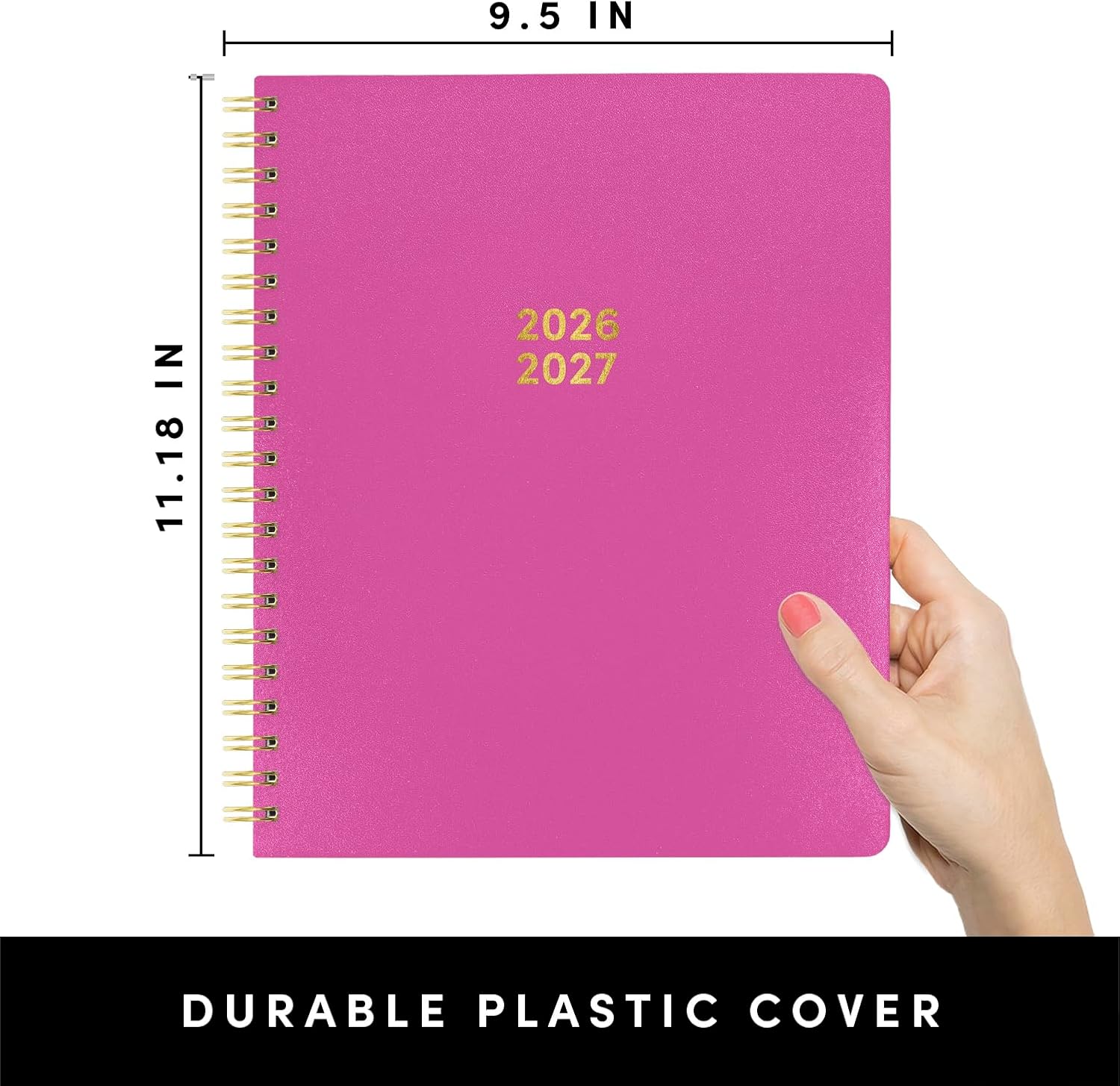 PAPERAGE Academic Planner, Weekly & Monthly Planner & Calendar, 12-Months, July 2026 - June 2027, (9.5" x 11"), School & Student Planning Agenda with Tabs, Bonus Pages & Inner Pocket, Raspberry