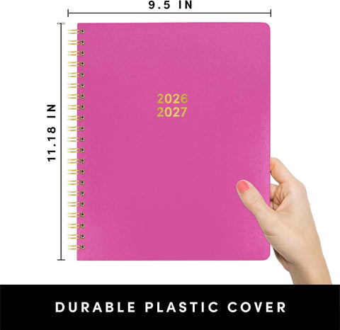 PAPERAGE Academic Planner, Weekly & Monthly Planner & Calendar, 12-Months, July 2026 - June 2027, (9.5" x 11"), School & Student Planning Agenda with Tabs, Bonus Pages & Inner Pocket, Raspberry