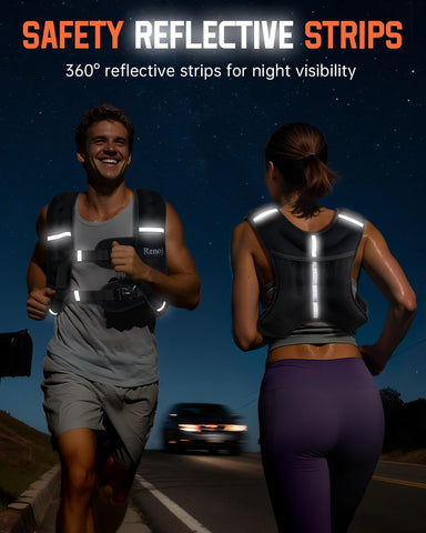 Renoj Weighted Vest for Women Men: Available in 6lb/8lb/10lb/11lb/12lb/14lb/16lb/20lb Fixed Weights for Walking, Running, Training, Exercise, Weight Loss - With Reflective Strips and Storage Pocket