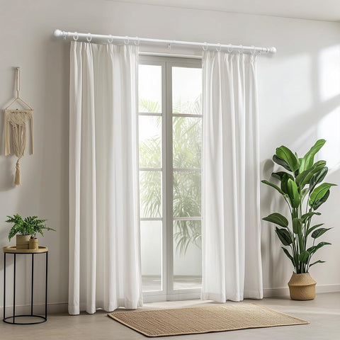 Zeerobee 1 Inch Adjustable Curtain Rods for Windows, 32"-144", White