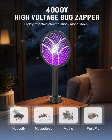 Mosiller Electric Fly Swatter 4000V Dual Mode Bug Zapper Racket 2 Pack