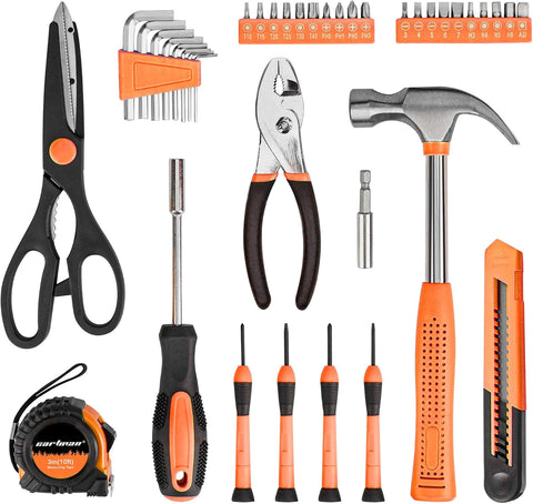 CARTMAN 39-Piece Household Tool Set, Orange Hand Kit With Storage Case