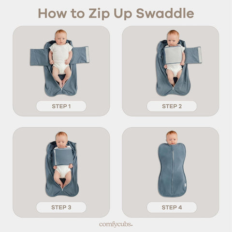 Comfy Cubs Swaddle Blanket with Zipper 2 Pk L - Blue