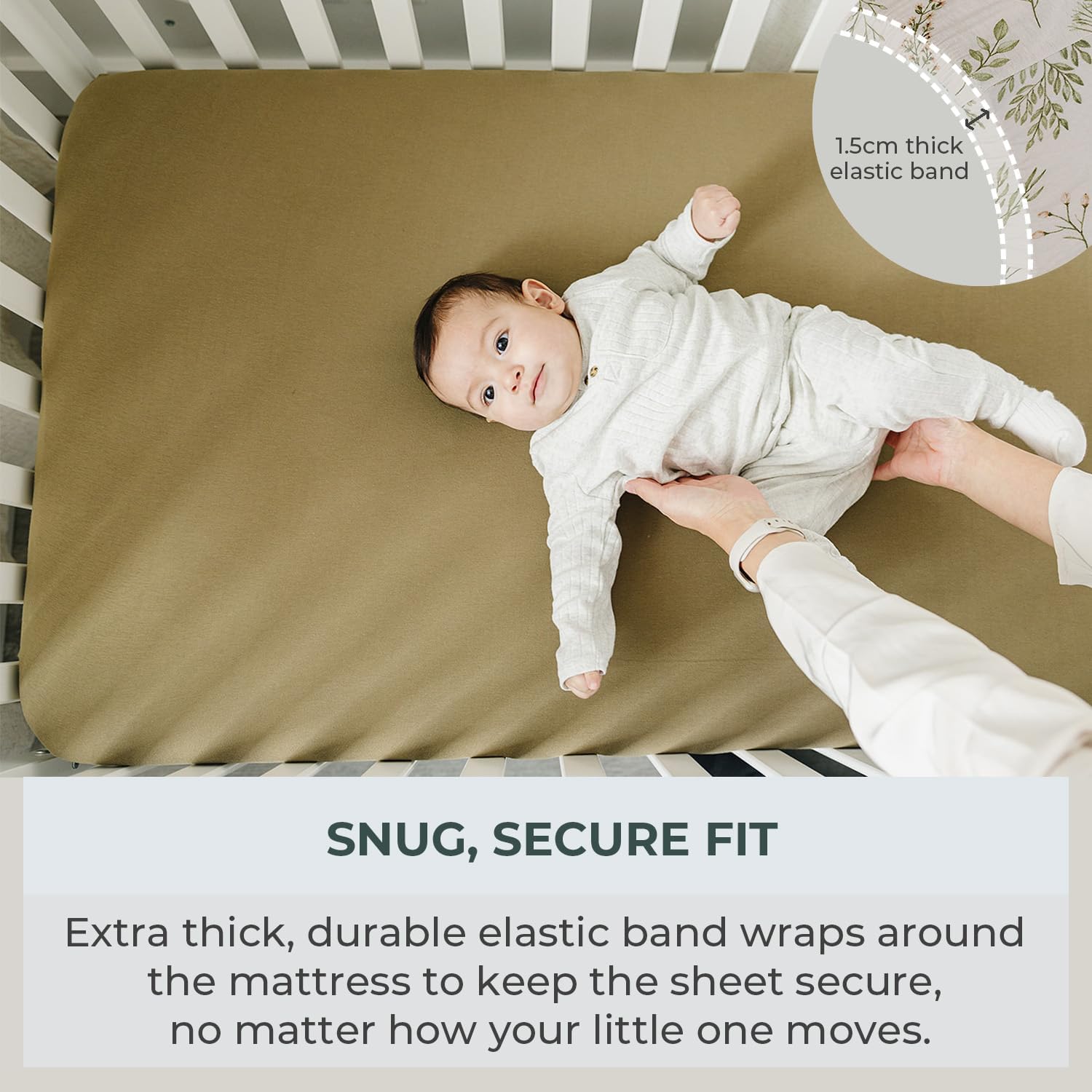 Pobi Baby Crib Sheets for Boys, Soft Cotton Blend, 2-Pack (Gingham Khaki)