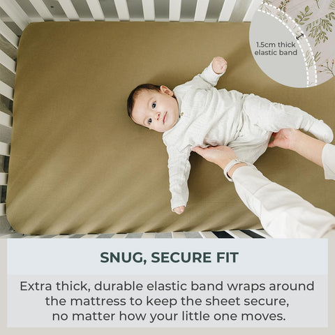 Pobi Baby Crib Sheets for Boys, Soft Cotton Blend, 2-Pack (Gingham Khaki)