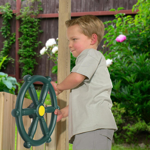 RedSwing Playground Accessories,Backyard Swing Set Pirate Plastic Playground Equipment Set with Ship Wheel, Telescope, Telephone,Rock Climbing Holds and Safety Handles for Outdoor Playhouse,Green