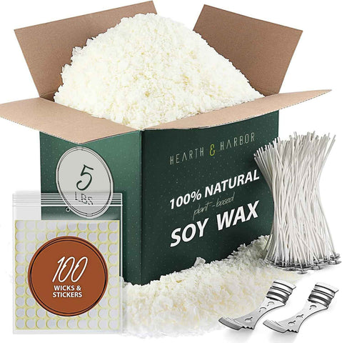 Hearth & Harbor Organic Candle Wax, Pure Soy Wax for Candle Making, 5 lbs