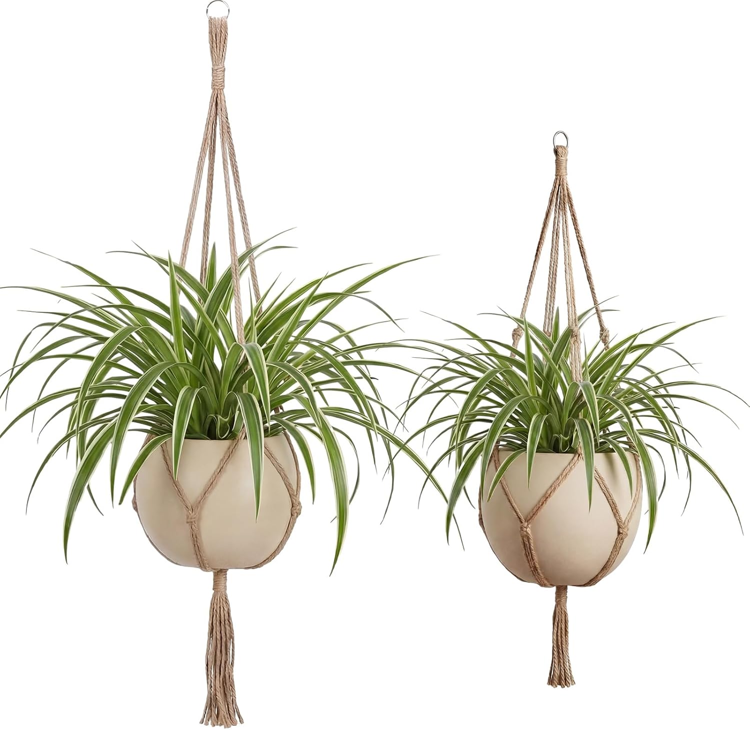 EBOOT 2 Pack 33 48 Inch Macrame Plant Hanger, Linen Color, 4 Legs