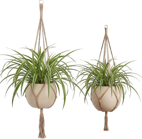 EBOOT 2 Pack 33 48 Inch Macrame Plant Hanger, Linen Color, 4 Legs