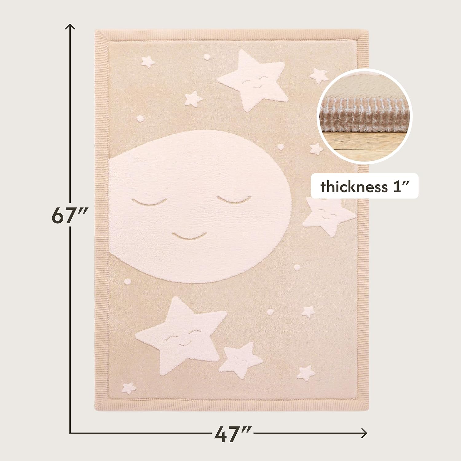 Hakuna Matte CloudRise Baby Play Mat for Floor 47" x 67" Moon & Stars