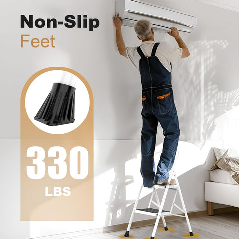 HBTower Step Ladder, Folding Step Stool with Wide Anti-Slip Pedal