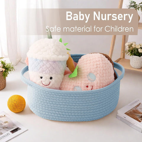 JMvicyroam Small Woven Basket, Empty Gift Basket, Blue/1 Pack