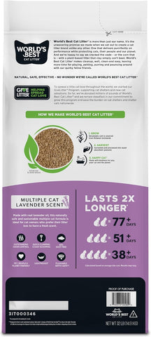 World's Best Cat Litter Lavender Scented, Long-Lasting Odor Control, 32 lb Bag