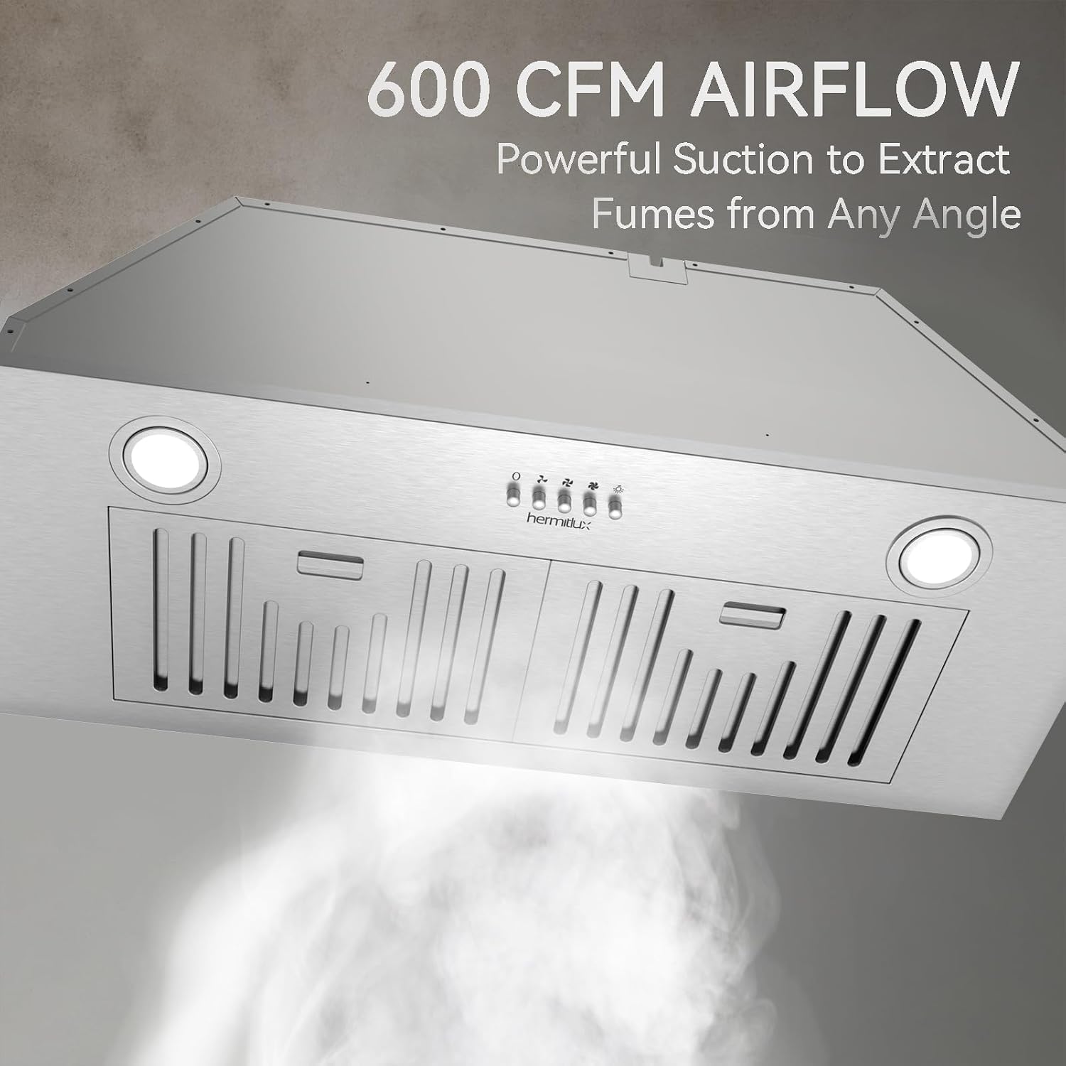 Hermitlux 30″ Built in/Insert Range Hood, 600 CFM Stainless Steel Vent Hood