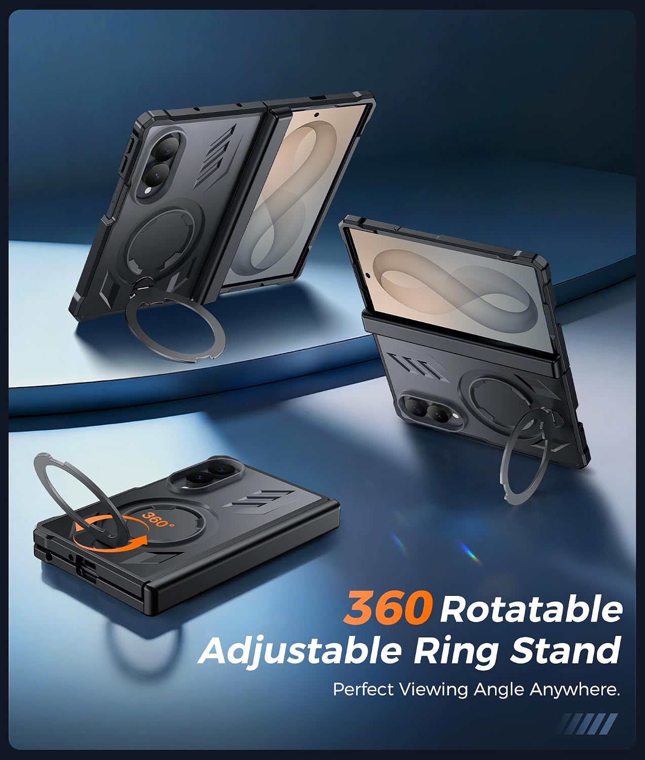 FNTCASE for Samsung Galaxy Z Fold 8 Case with 360 Spin Magnetic Kickstand