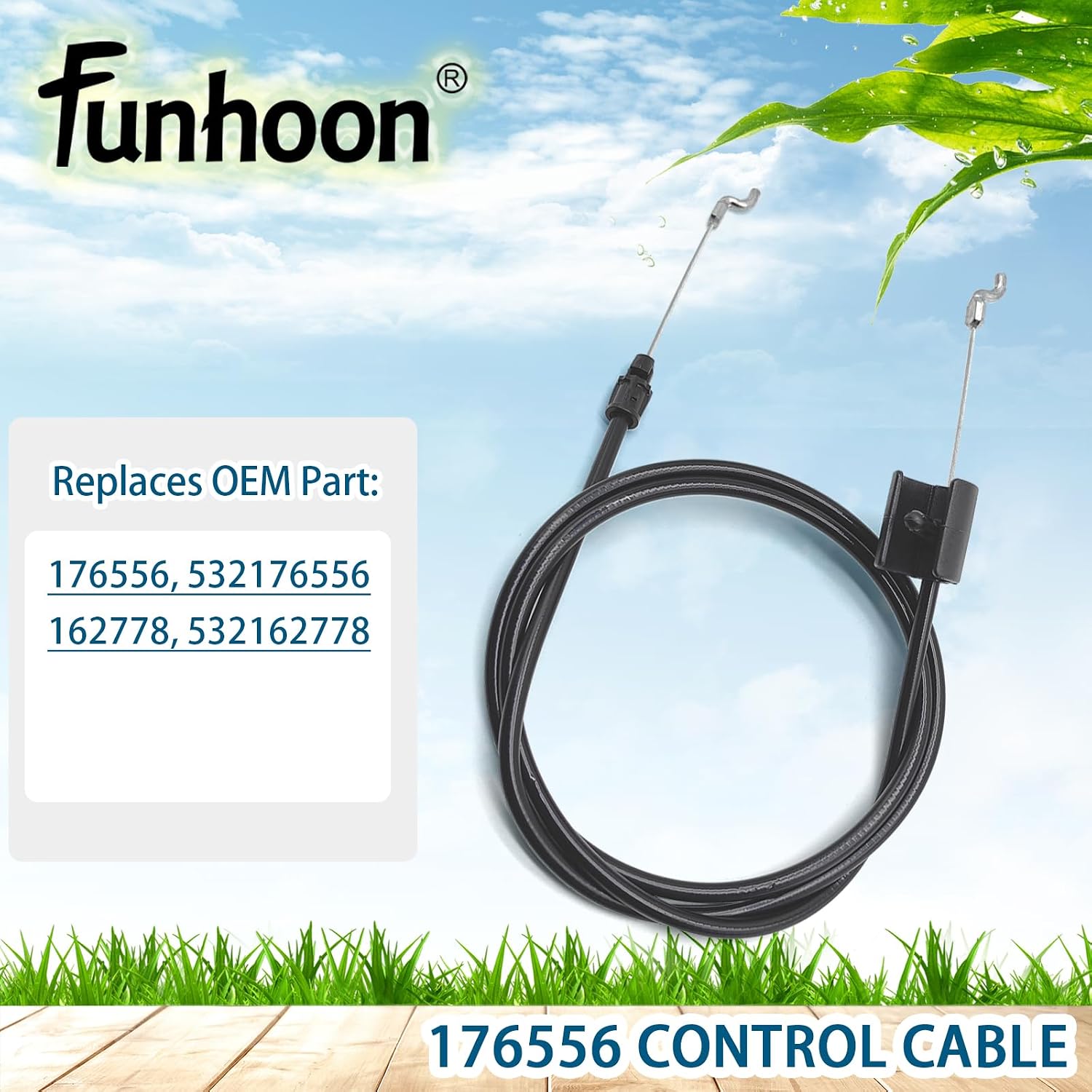 Funhoon Control Cable 532176556 52 INCH for Craftsman Murray Husqvarna 176556 162778 Throttle Cable Engine Zone Control Cable Push Mower Walk-Behind Lawn Mowers