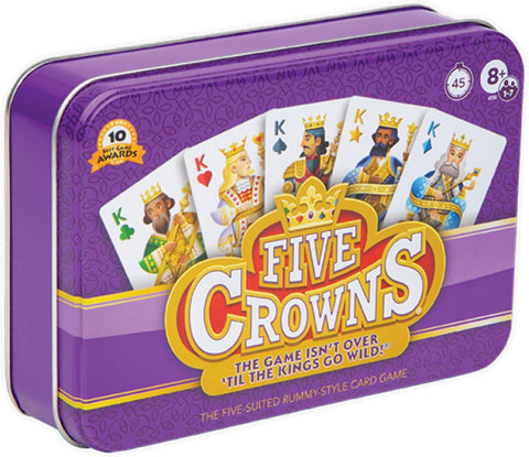 Five Crowns Collectible Tin – Card Game for Kids and Adults, Family Game Night, The Game isn’t Over Until the Kings Go Wild, 5 Suited Rummy Style Card Game, 1-7 Players, Ages 8+