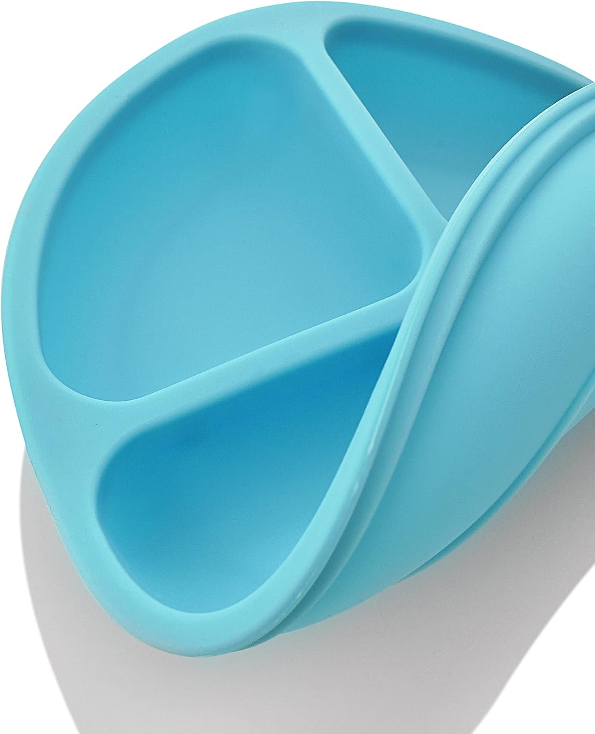 PandaEar 3 Pack Toddler Plates, Silicone Divided Suction Plate for Babies, BPA-Free 100% Food-Grade Silicone Unbreakable Baby Plate (Blue/Green/Yellow)