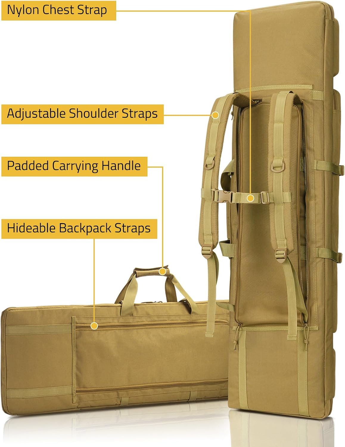 CVLIFE 36"42"46" Soft Rifle Case Double Rifle Bag Long Gun Bag Backpack
