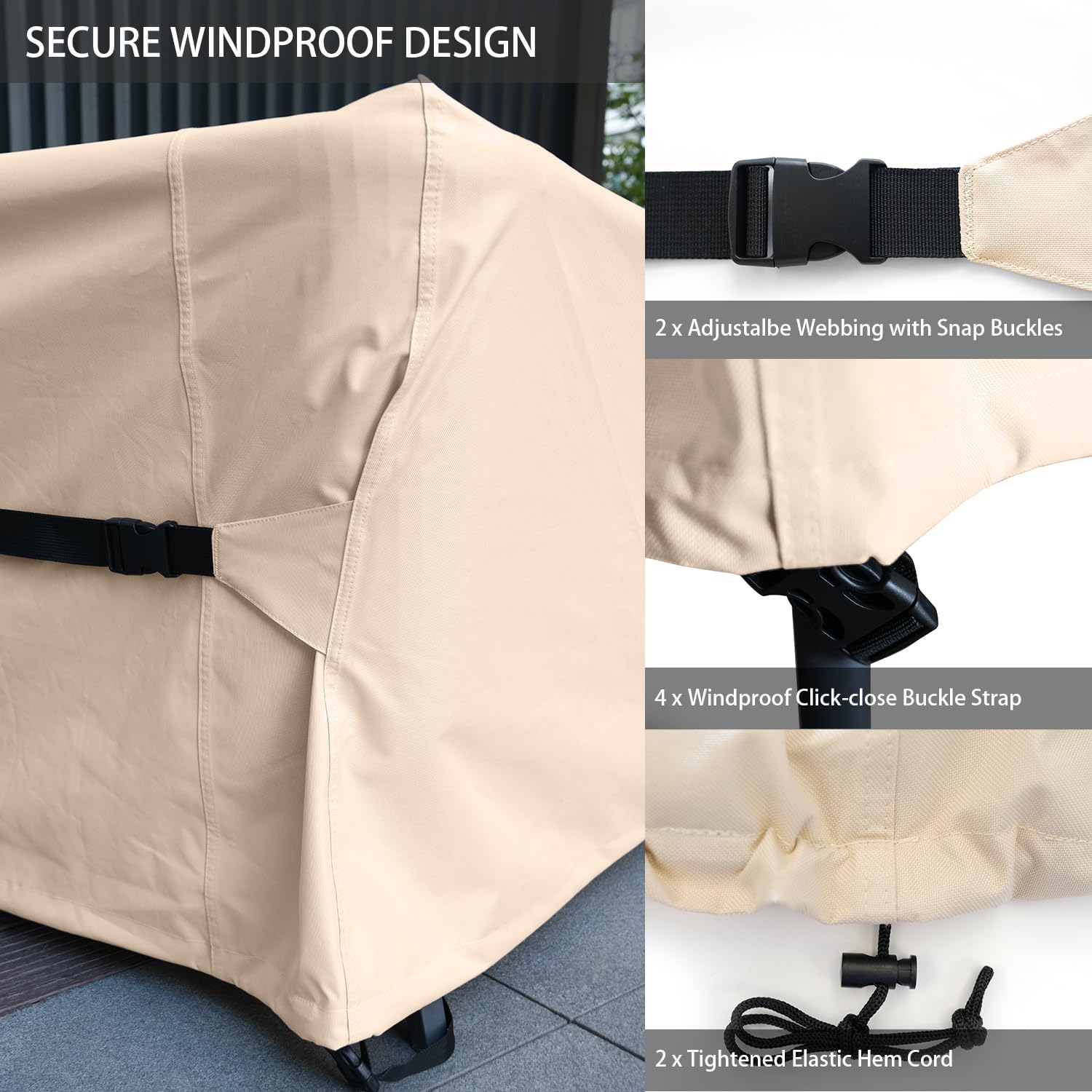 Patio Furniture Set Covers Waterproof Patio Conversation Sets Cover Outdoor Sectional Sofa Couch Cover Outside Dining Set Table and chairs Covers Heavy Duty 600D 108" L x 82" W x 28" H Beige