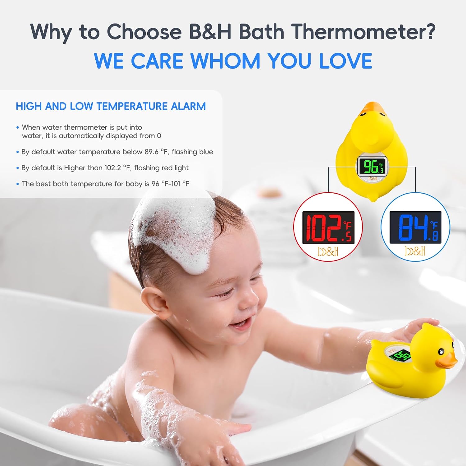 b&h Baby Bath Thermometer - USB Rechargeable (Classic Charging Duck)