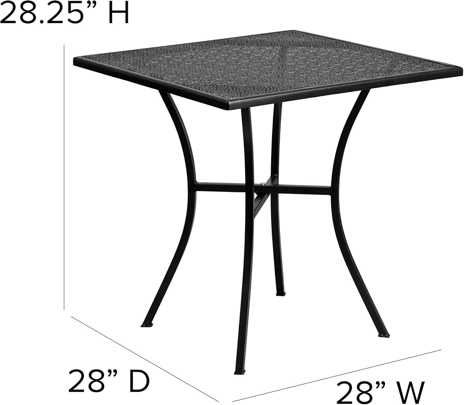 Flash Furniture 28" Square Patio Table, Black
