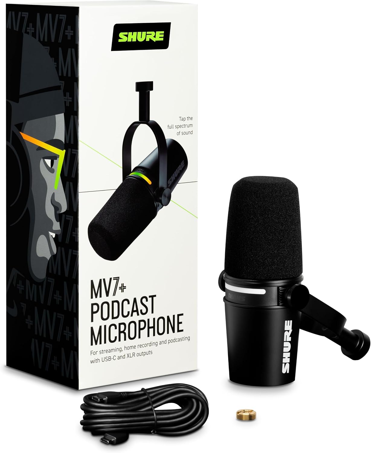 Shure MV7+ USB-C & XLR Podcast Dynamic Microphone - Black