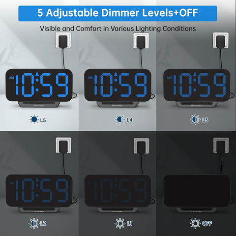 Peakeep Small Digital Alarm Clock for Bedrooms, Loud for Heavy Sleepers