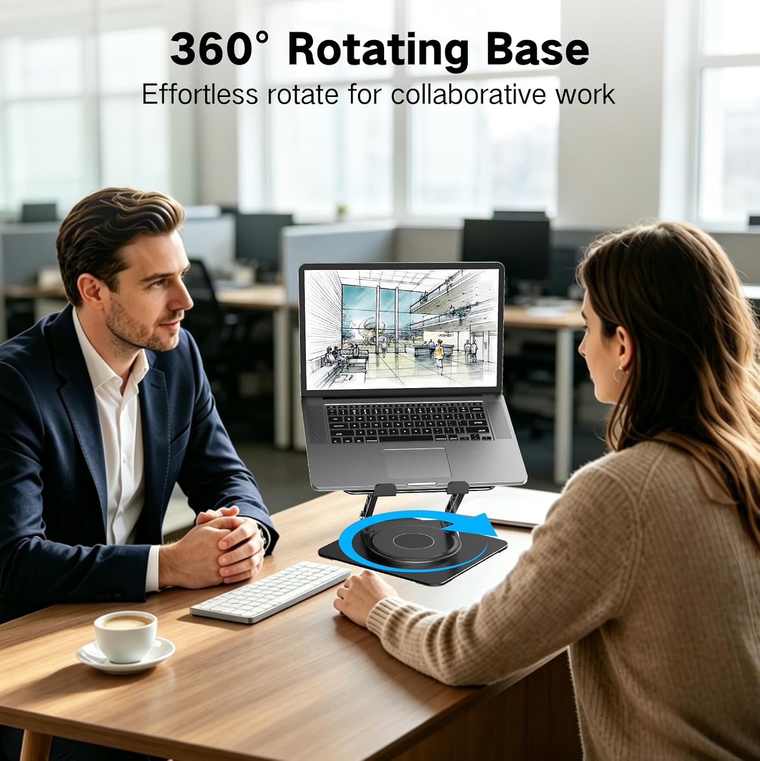 Adjustable Laptop Stand for Desk with 360 Rotating Base