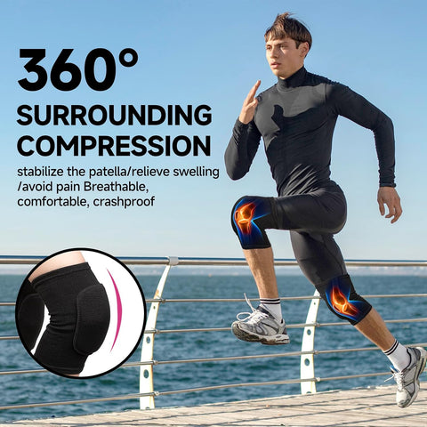 HISFFOG Volleyball Knee Pads for Women, Men, Youth, Girls, Kids, Knee Brace for Volleyball Basketball Football Dance Yoga Tennis Running Cycling Workout Climbing Wrestling