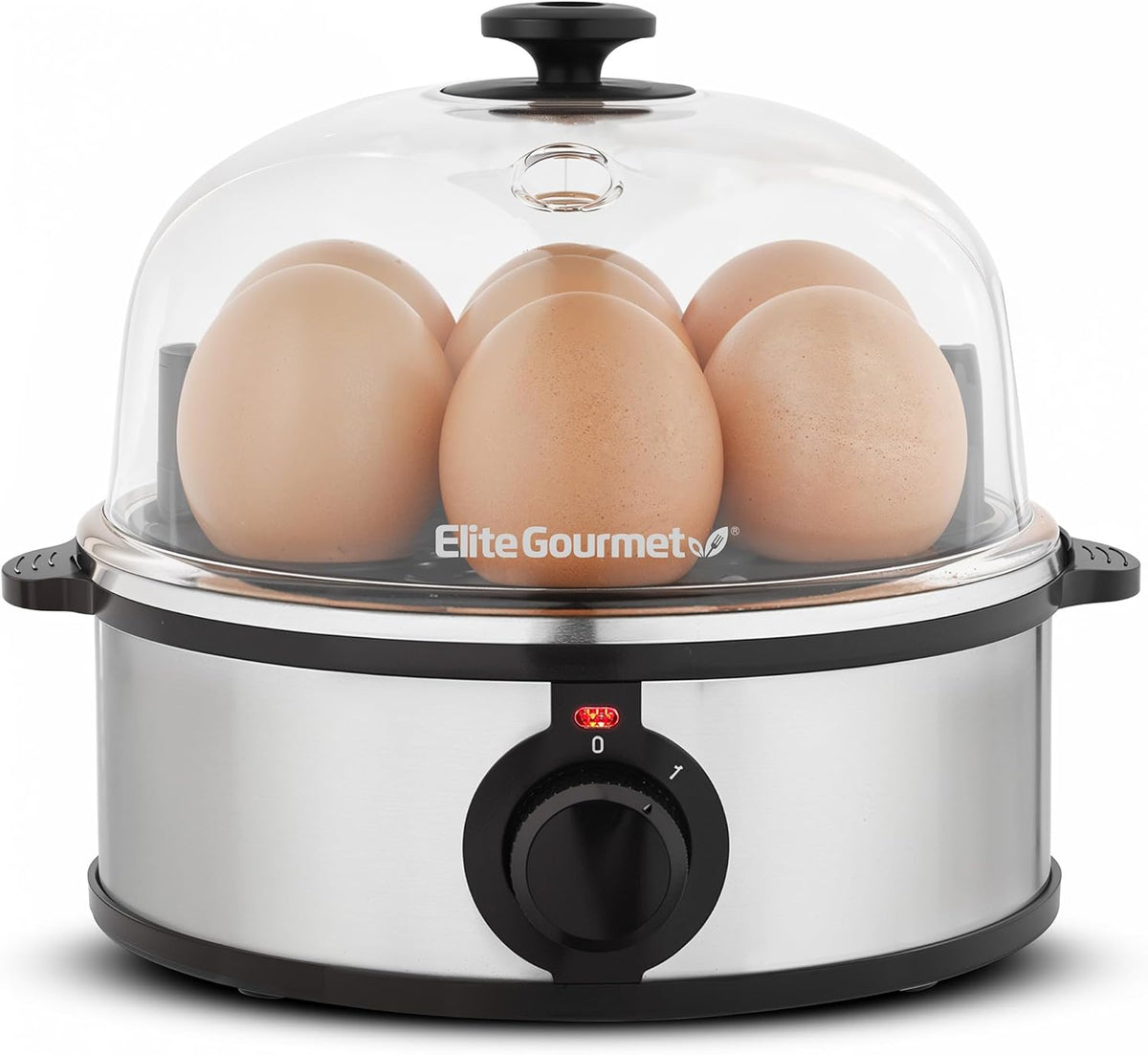 Elite Gourmet EGC724SS Egg Boiler Cooker, 7-Egg Poacher/Omelet Maker, Steel