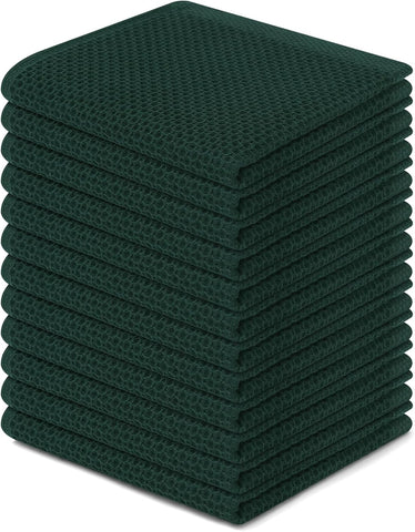 Homaxy 100% Cotton Waffle Weave Kitchen Dish Cloths 12-Pack, Blackish Green