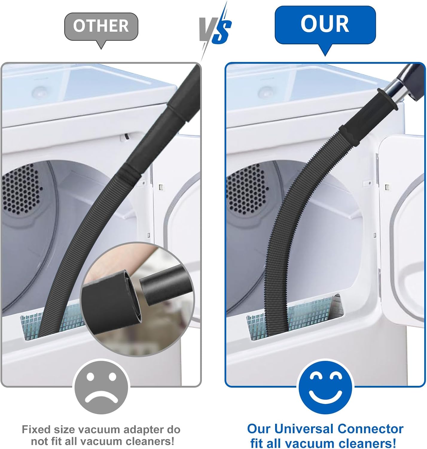 Sealegend Dryer Vent Cleaner Kit, Universal Vacuum Hose Attachment Black
