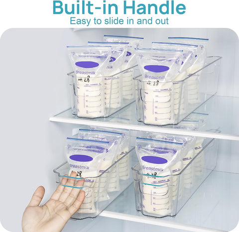 Vtopmart 4Pcs Clear Breastmilk Storage Bags Container in Freezer Fridge