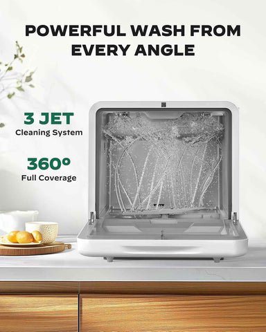 Silonn Portable Countertop Dishwasher, 5L Tank No Plumbing Needed 7 Wash Prog 360° Spray, 4-Place Settings Dishwasher Auto Dry for Apartments RVs Dorms