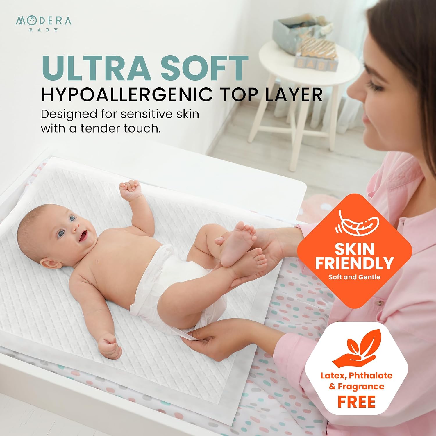Organic Cotton Enhanced Disposable Changing Pad Liners | Large 18x24 Hypoallergenic Ultra Absorbent Waterproof Super Soft Quilted Underpads for Baby Diaper Table/Travel, Leak Proof Mess Free 100-Pack