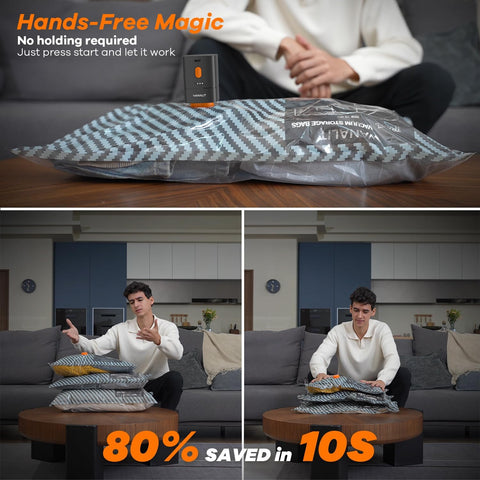 Vacuum Bags for Travel with Wireless Pump for Carry on Luggage or Suitcase
