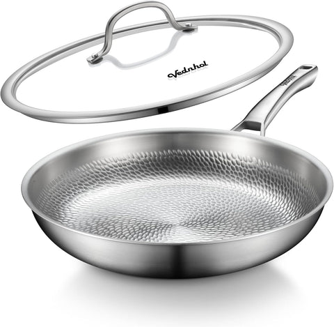 Titanium Pans for Cooking, 12 Inch Non-Toxic Frying Pan with Lid