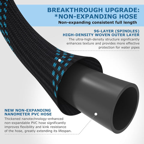 Non-Expanding Garden Hose 75 ft, Kink Free Flexible Water Hose with 10-Pattern Spray Nozzle, Lightweight Hose Pipe, Leak Proof, 3/4" Swivel Connectors, Super Fabric, Portable Storage Strap