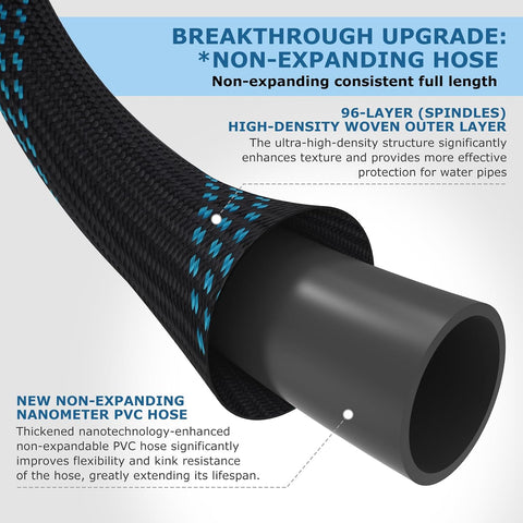 Non-Expanding Garden Hose 25 ft, Kink Free Flexible Water Hose with 10-Pattern Spray Nozzle, Lightweight Hose Pipe, Leak Proof, 3/4" Swivel Connectors, Super Fabric, Portable Storage Strap