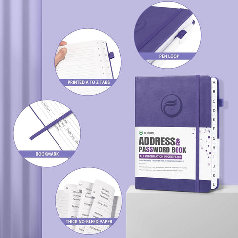 Address Book with Alphabetical Tabs, Hardcover Password Keeper 5.3"x7.7"