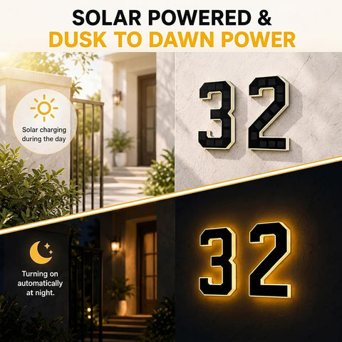 4.7" Solar House Numbers for Outside (Black-5)