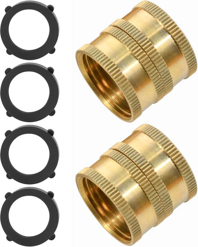 2 Pack 3/4" Garden Hose Connector with Dual Swivel for Male Hose to Male Hose, Double Female